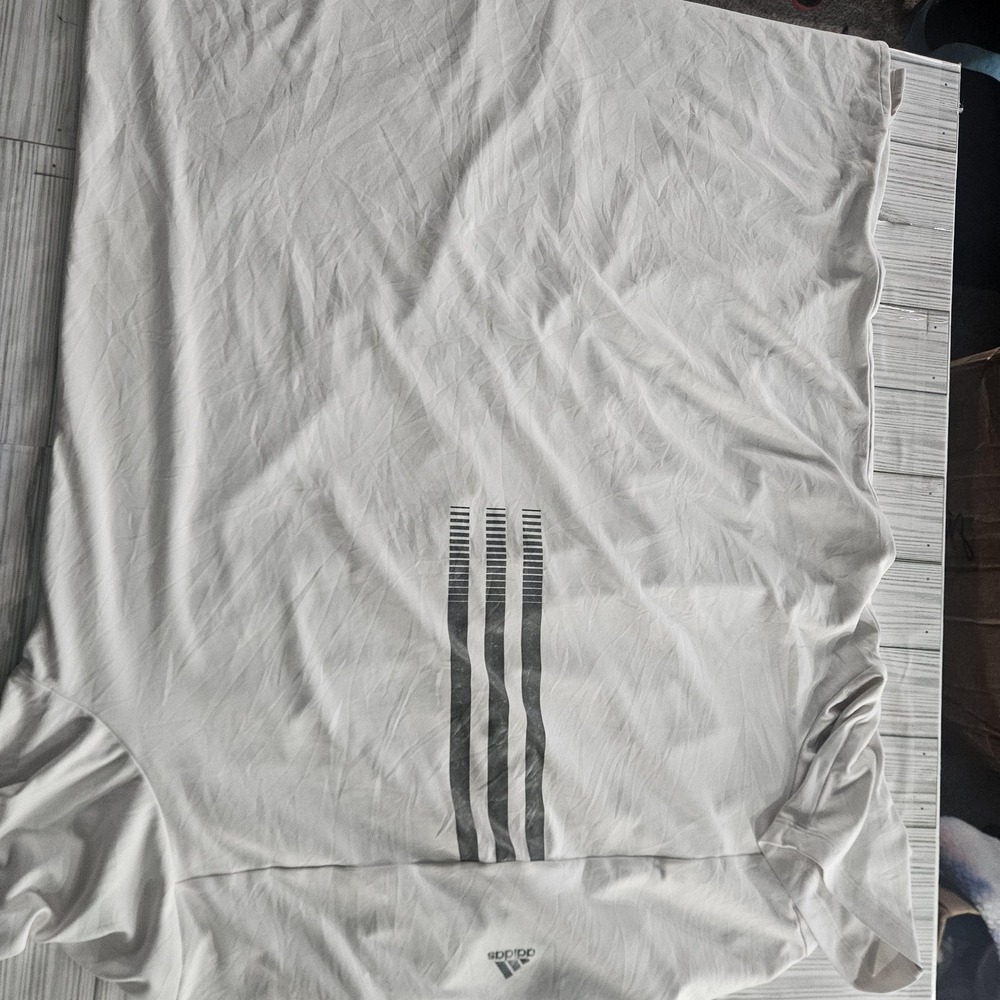 Adidas Polo Shirt Mens 2XL White Golf Performance 3 Stripe Logo Lightweight - Picture 5 of 6